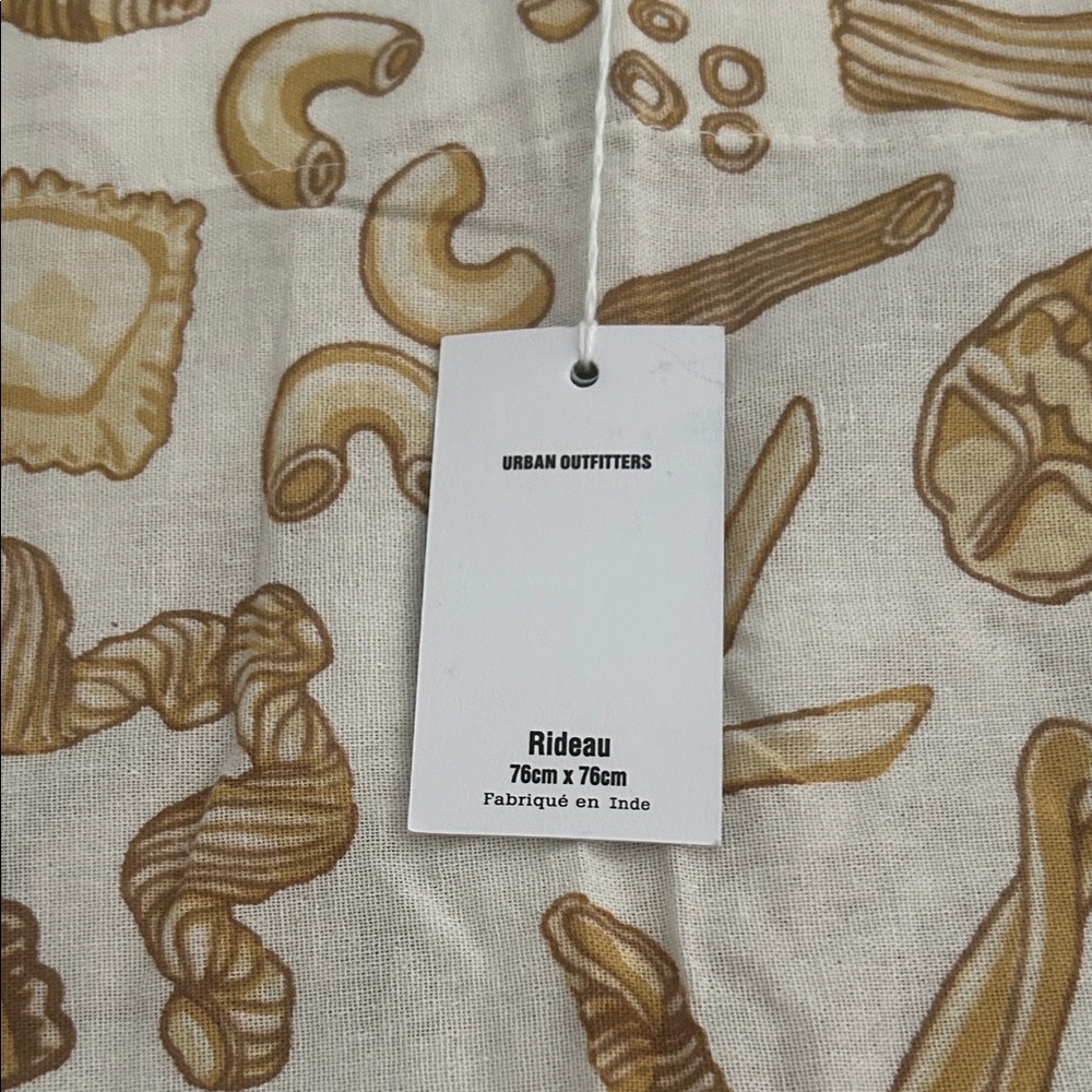 Urban Outfitters Cream and Brown Pasta Print Cafe Curtains - Picture 2 of 4